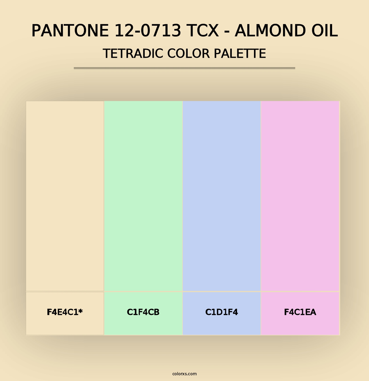 PANTONE 12-0713 TCX - Almond Oil - Tetradic Color Palette