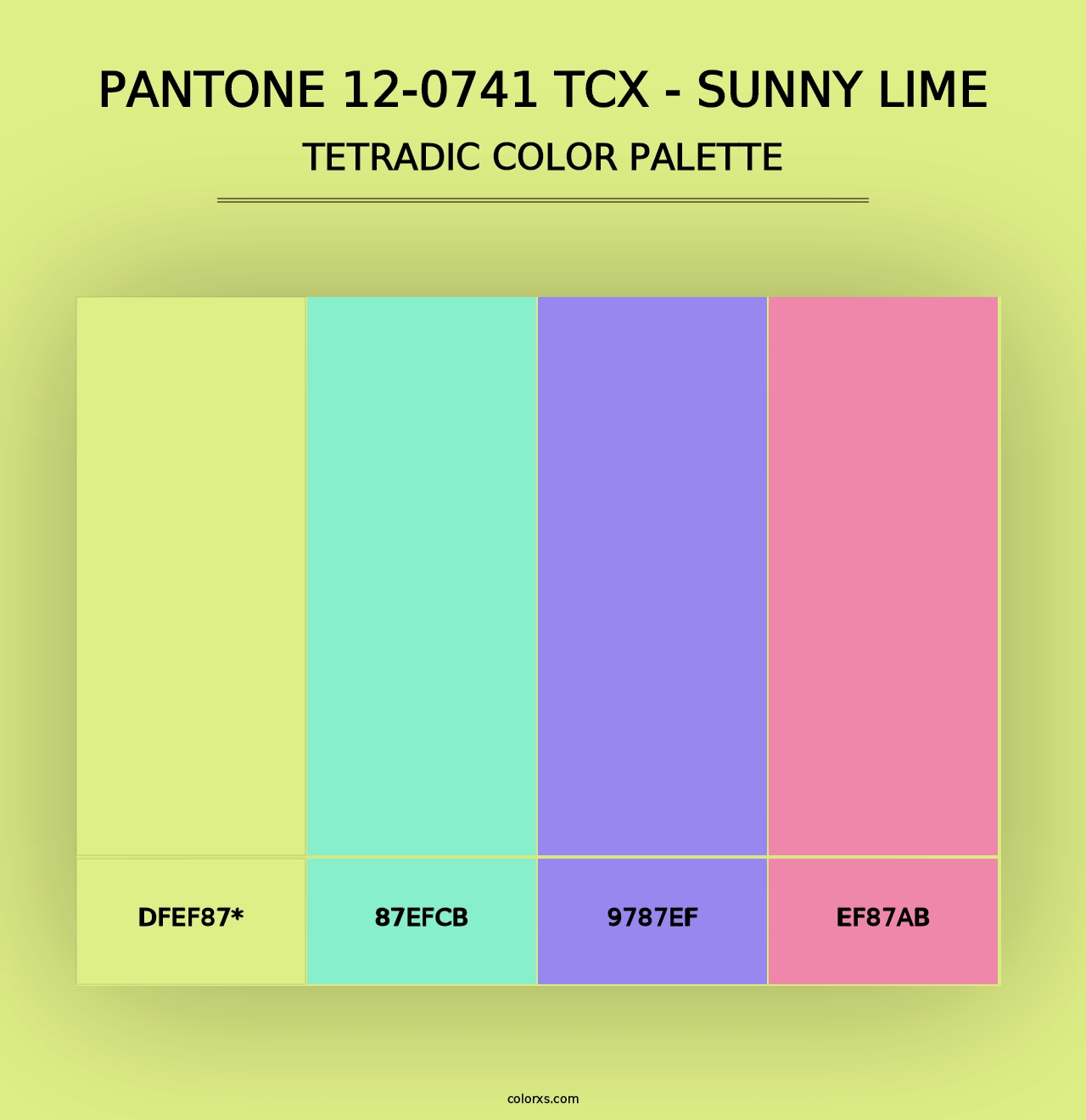 PANTONE 12-0741 TCX - Sunny Lime - Tetradic Color Palette