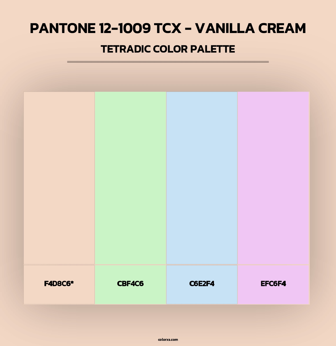 PANTONE 12-1009 TCX - Vanilla Cream - Tetradic Color Palette