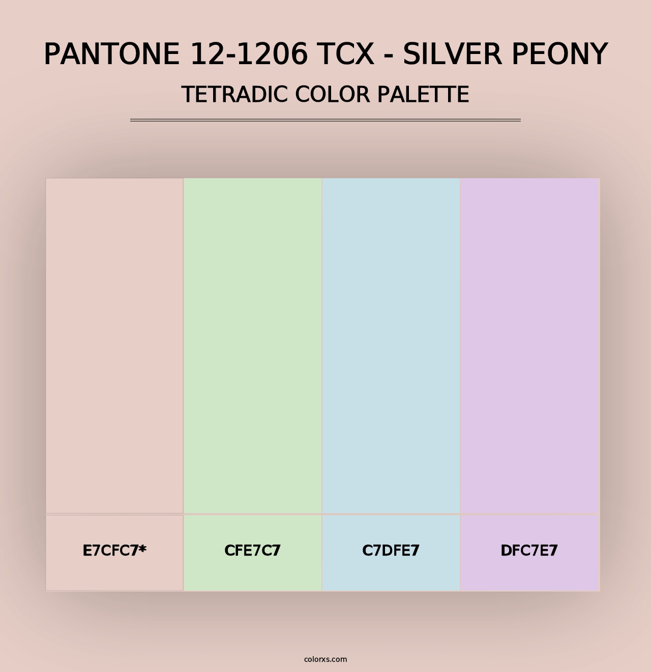 PANTONE 12-1206 TCX - Silver Peony - Tetradic Color Palette