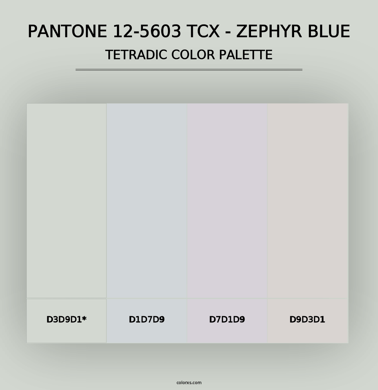 PANTONE 12-5603 TCX - Zephyr Blue - Tetradic Color Palette