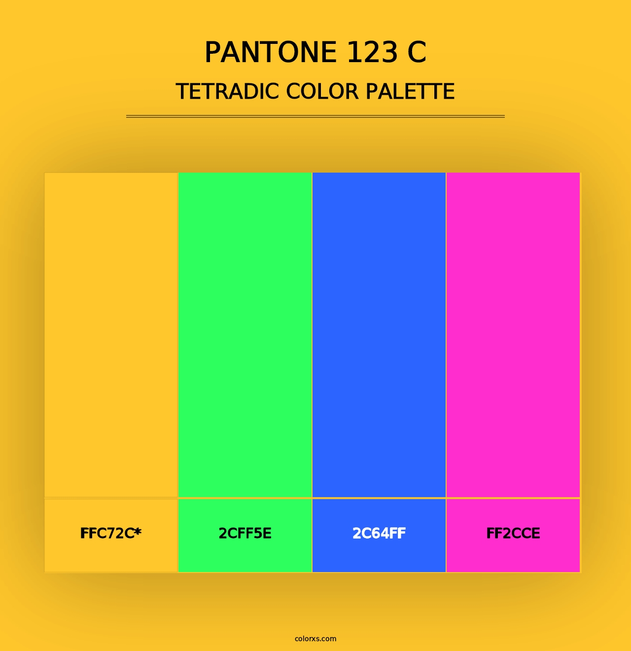 PANTONE 123 C - Tetradic Color Palette