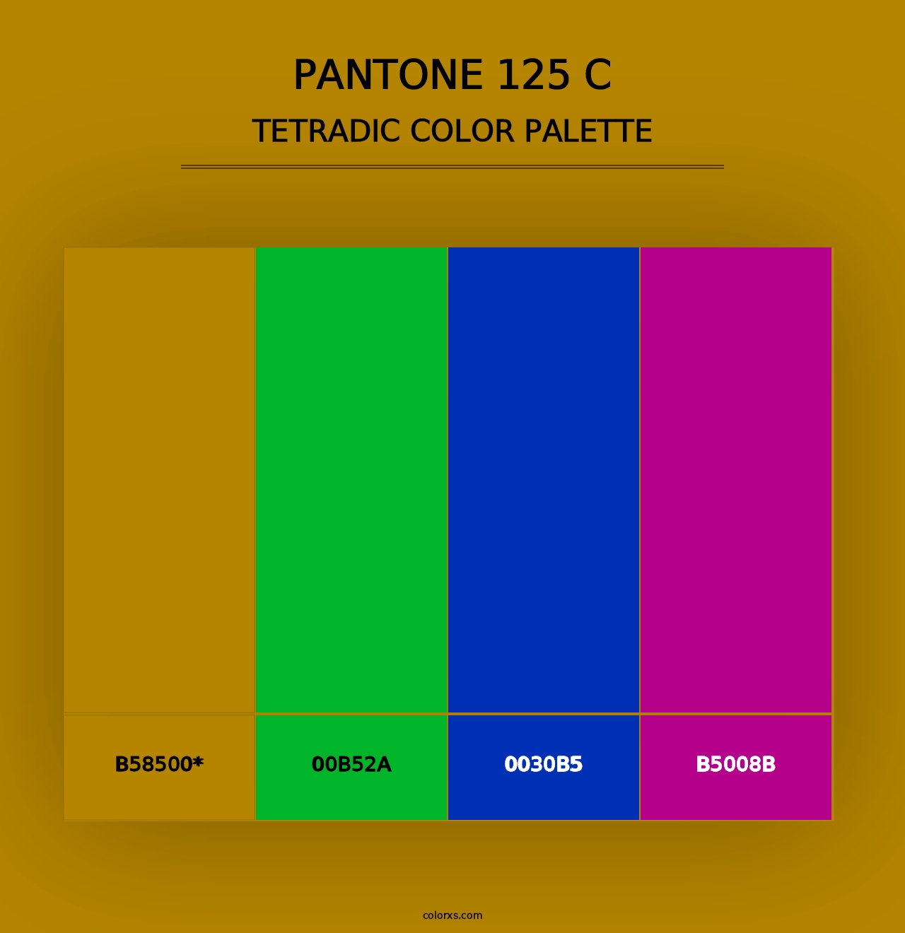 PANTONE 125 C - Tetradic Color Palette