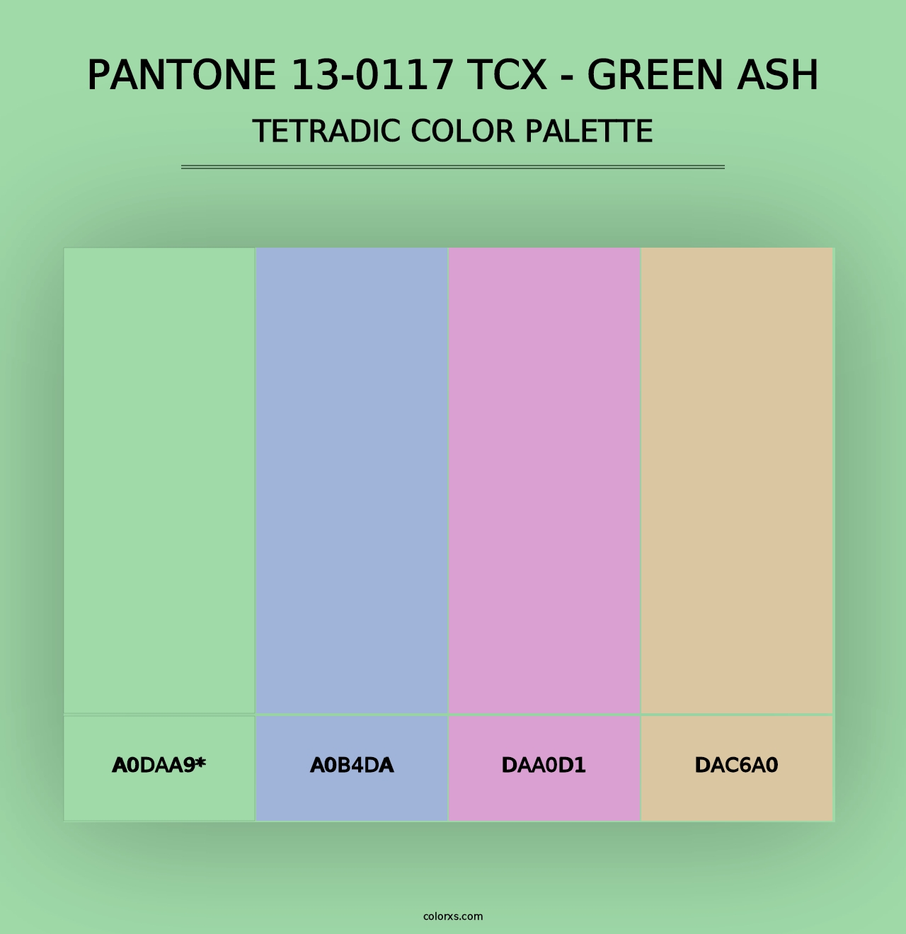 PANTONE 13-0117 TCX - Green Ash - Tetradic Color Palette