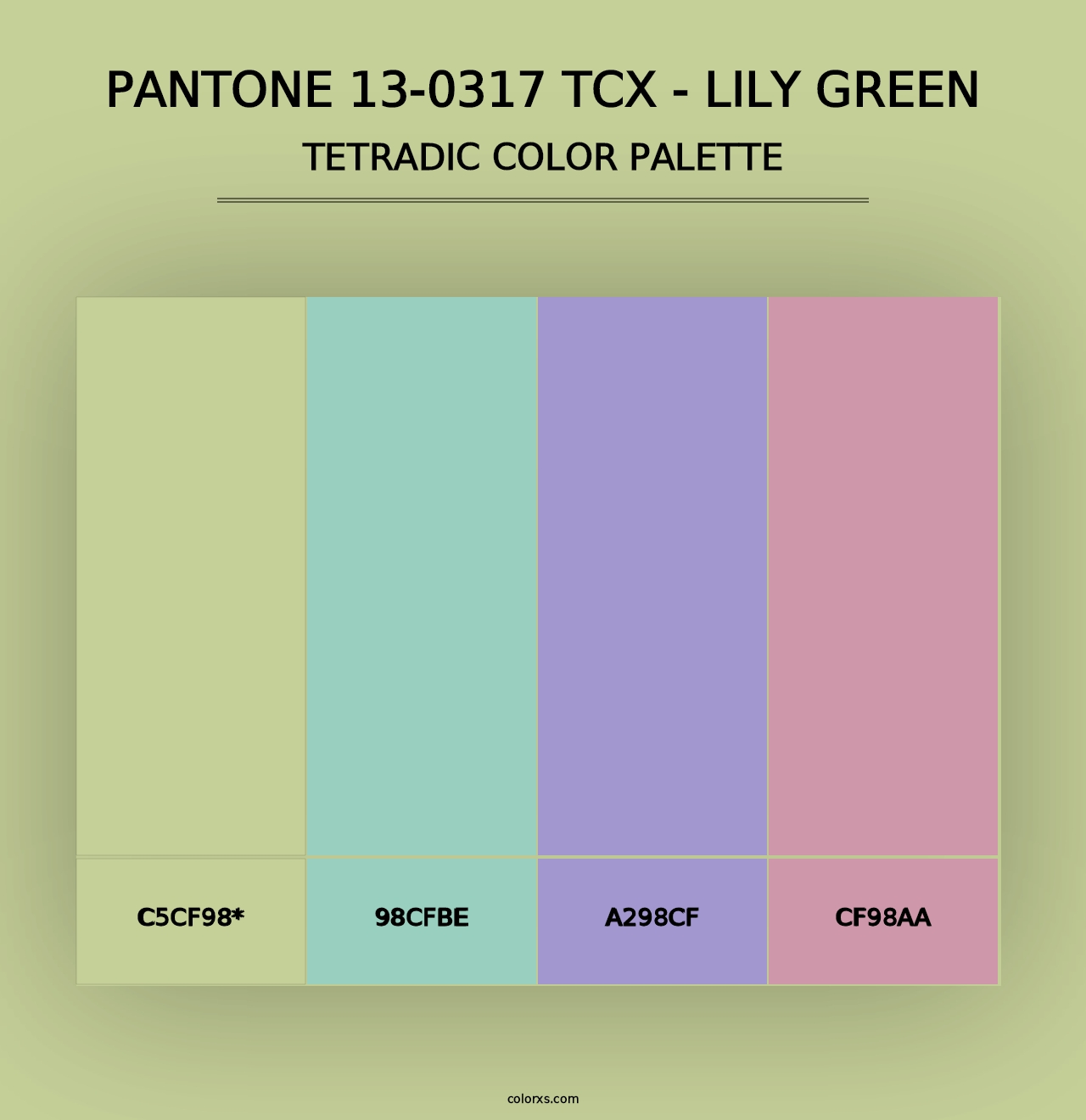 PANTONE 13-0317 TCX - Lily Green - Tetradic Color Palette