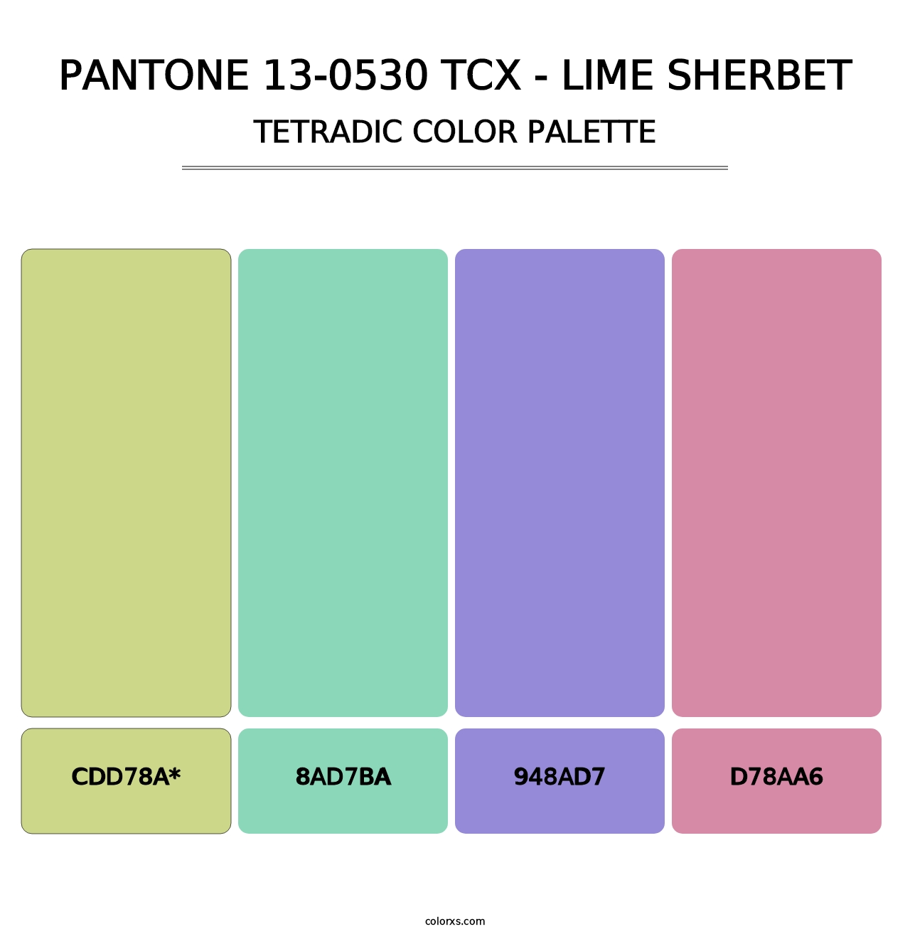 PANTONE 13-0530 TCX - Lime Sherbet - Tetradic Color Palette