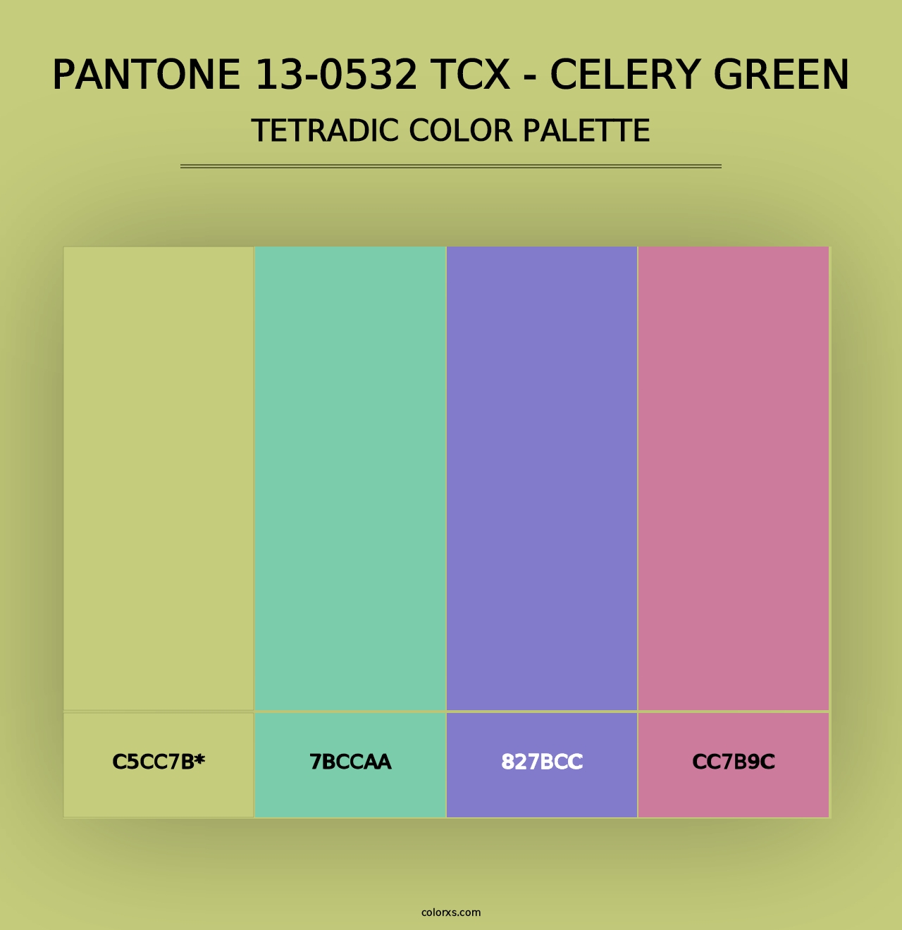 PANTONE 13-0532 TCX - Celery Green - Tetradic Color Palette