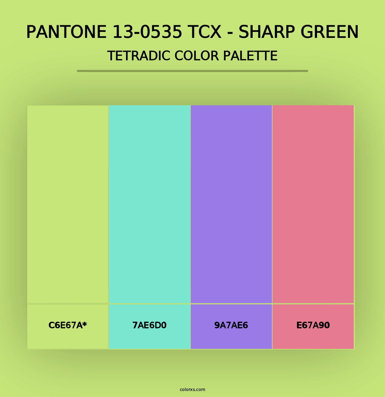 PANTONE 13-0535 TCX - Sharp Green - Tetradic Color Palette