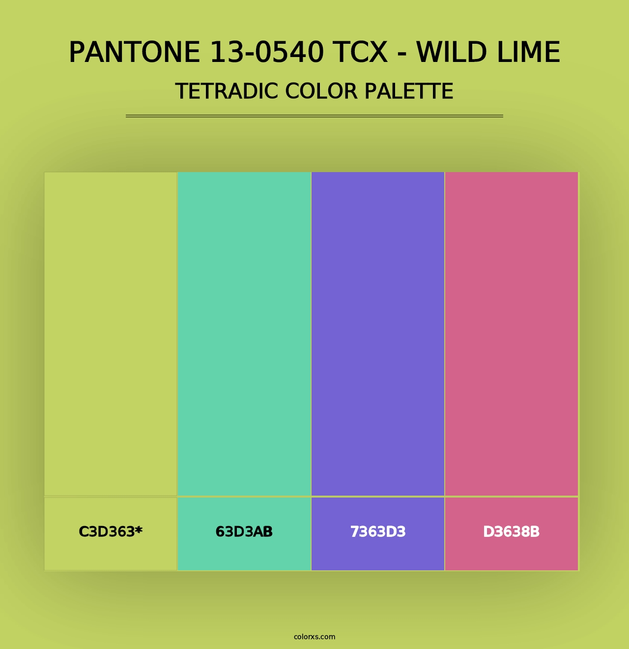 PANTONE 13-0540 TCX - Wild Lime - Tetradic Color Palette