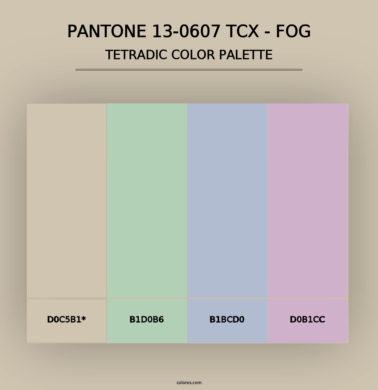 PANTONE 13-0607 TCX - Fog - Tetradic Color Palette