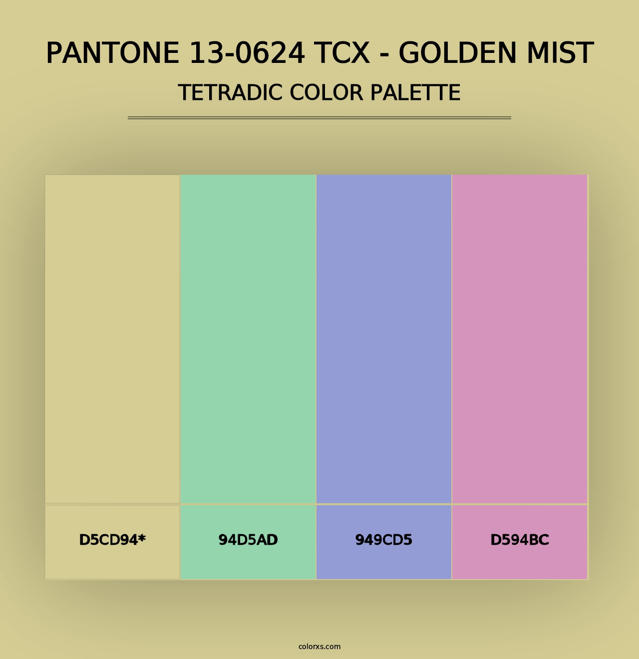 PANTONE 13-0624 TCX - Golden Mist - Tetradic Color Palette