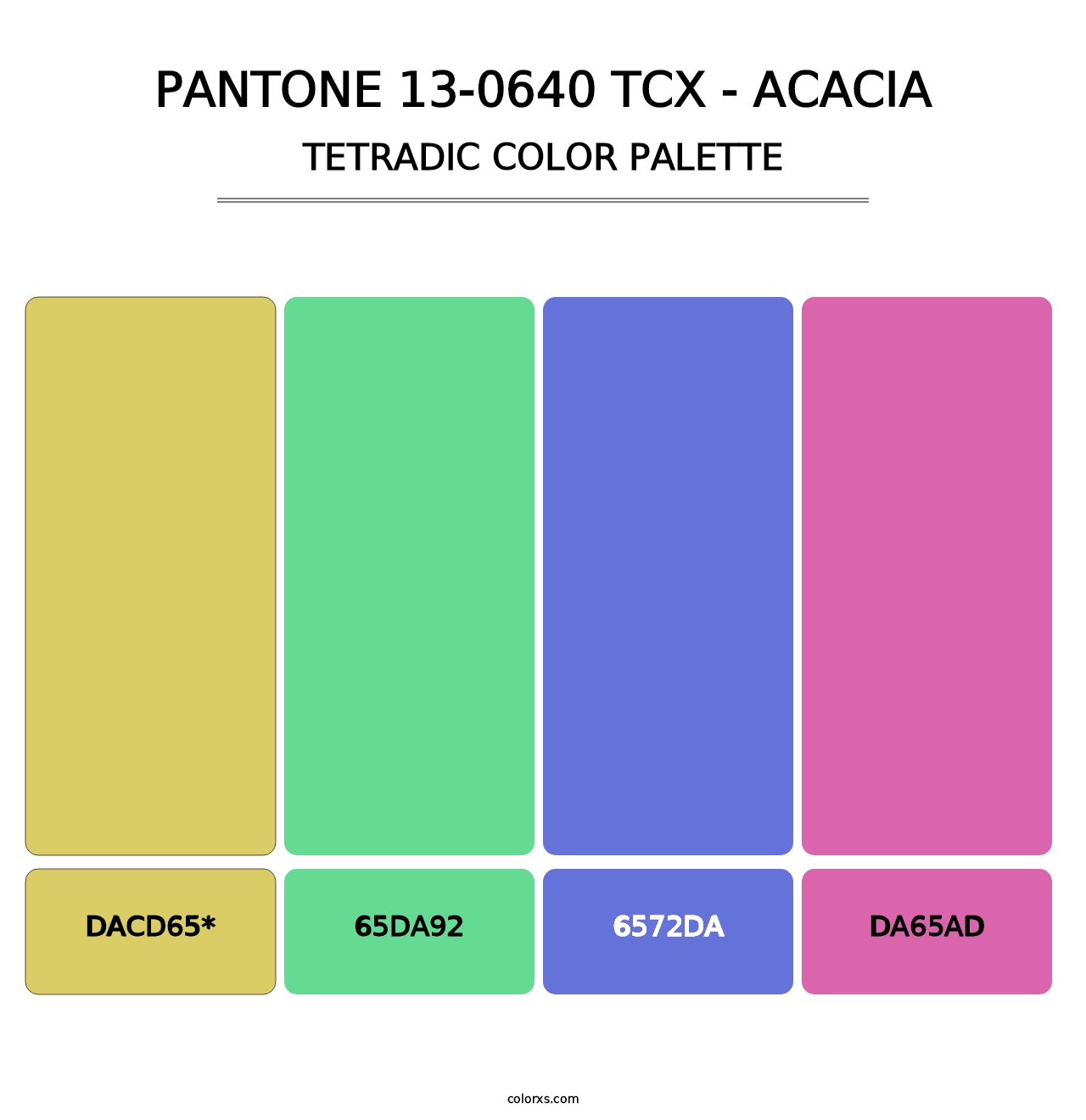 PANTONE 13-0640 TCX - Acacia - Tetradic Color Palette