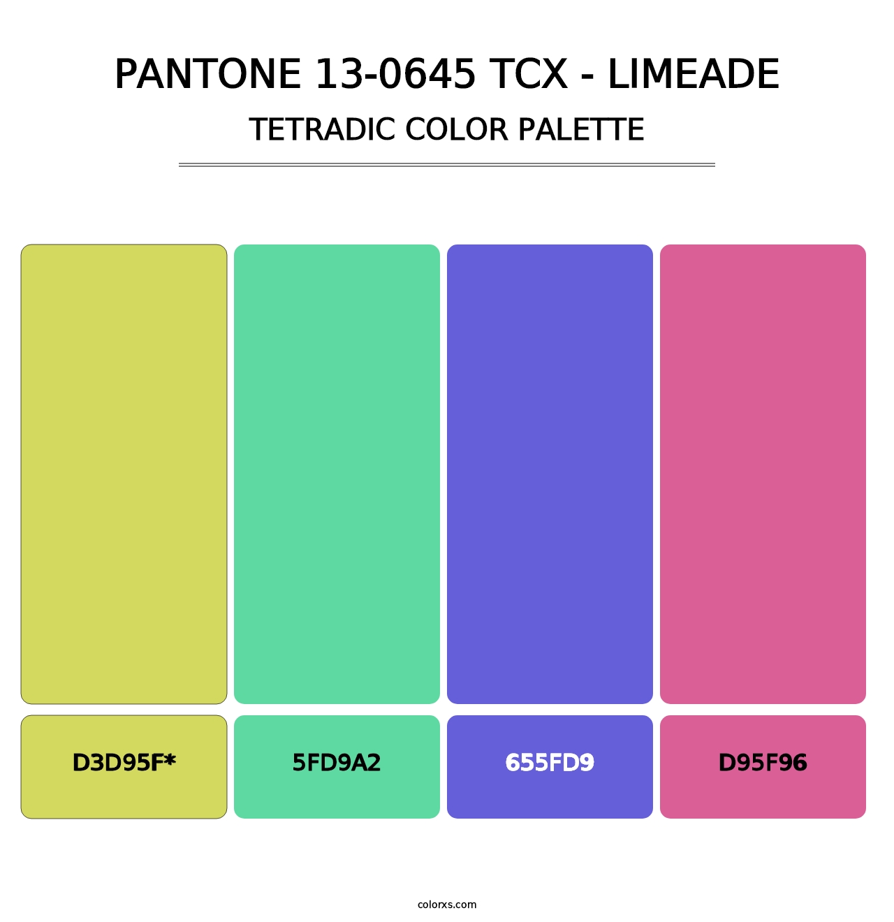 PANTONE 13-0645 TCX - Limeade - Tetradic Color Palette