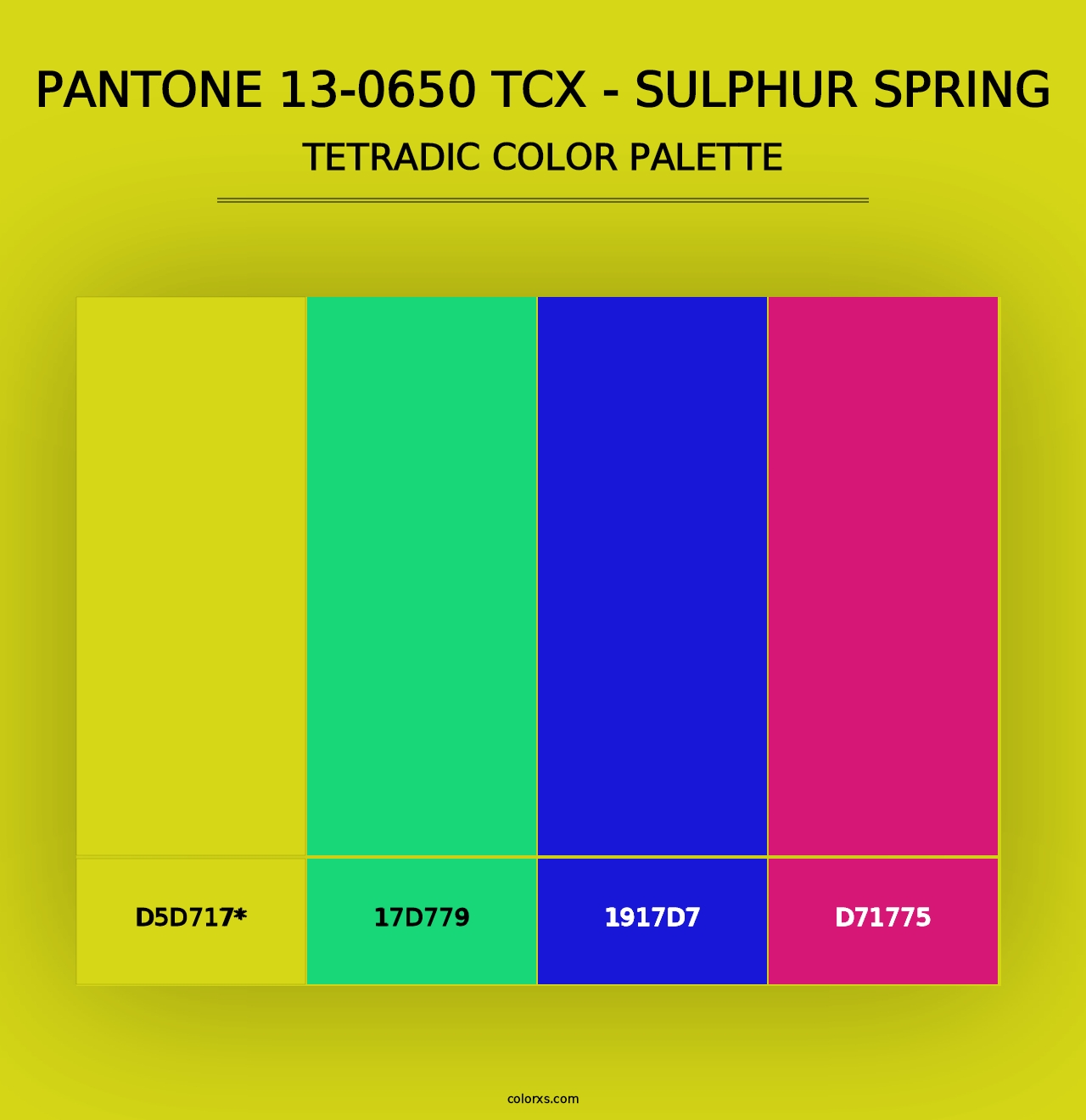 PANTONE 13-0650 TCX - Sulphur Spring - Tetradic Color Palette