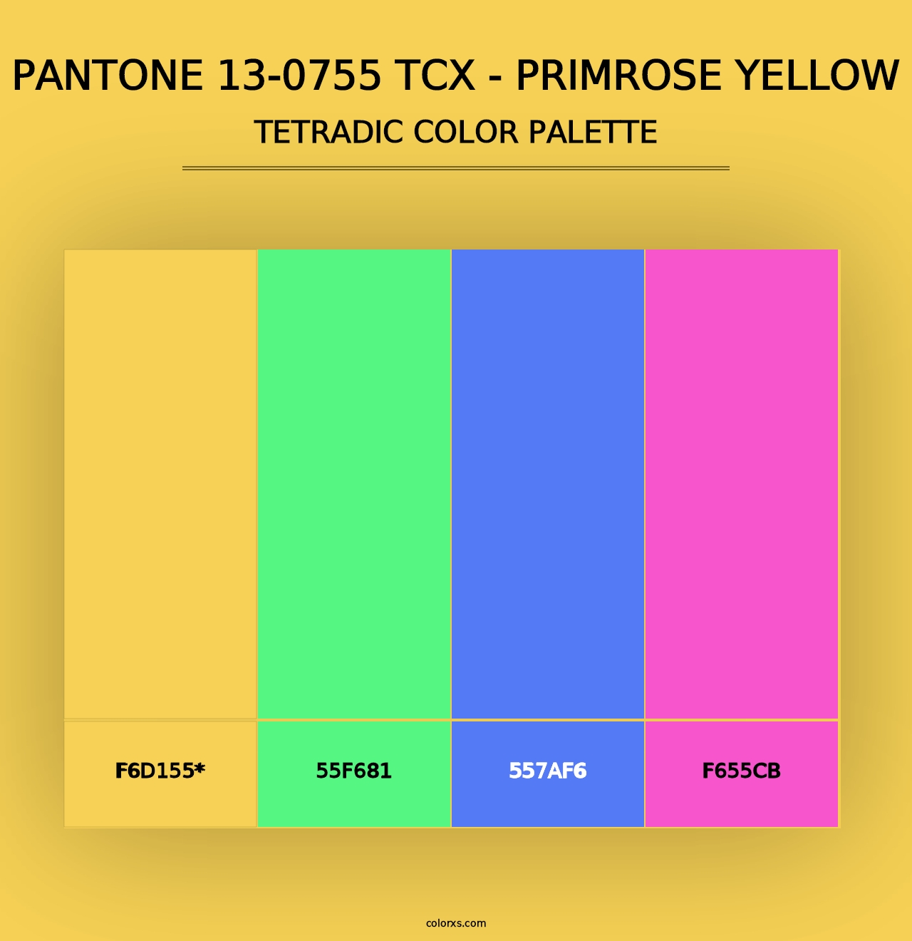 PANTONE 13-0755 TCX - Primrose Yellow - Tetradic Color Palette