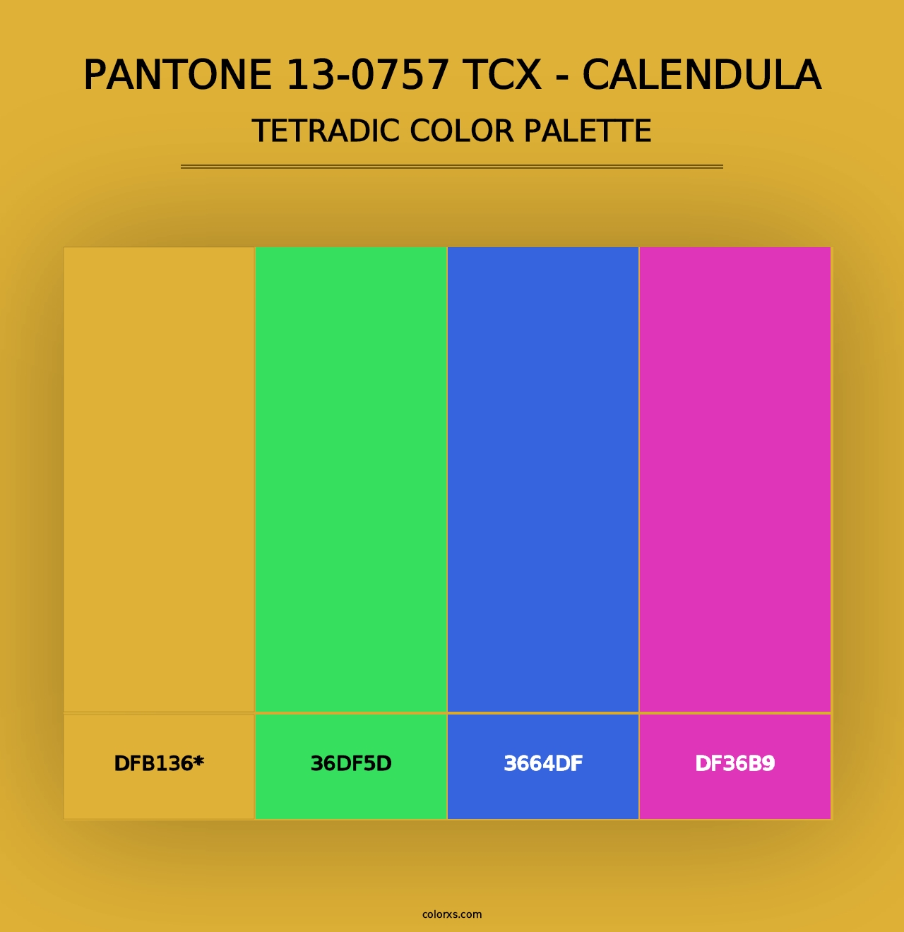 PANTONE 13-0757 TCX - Calendula - Tetradic Color Palette