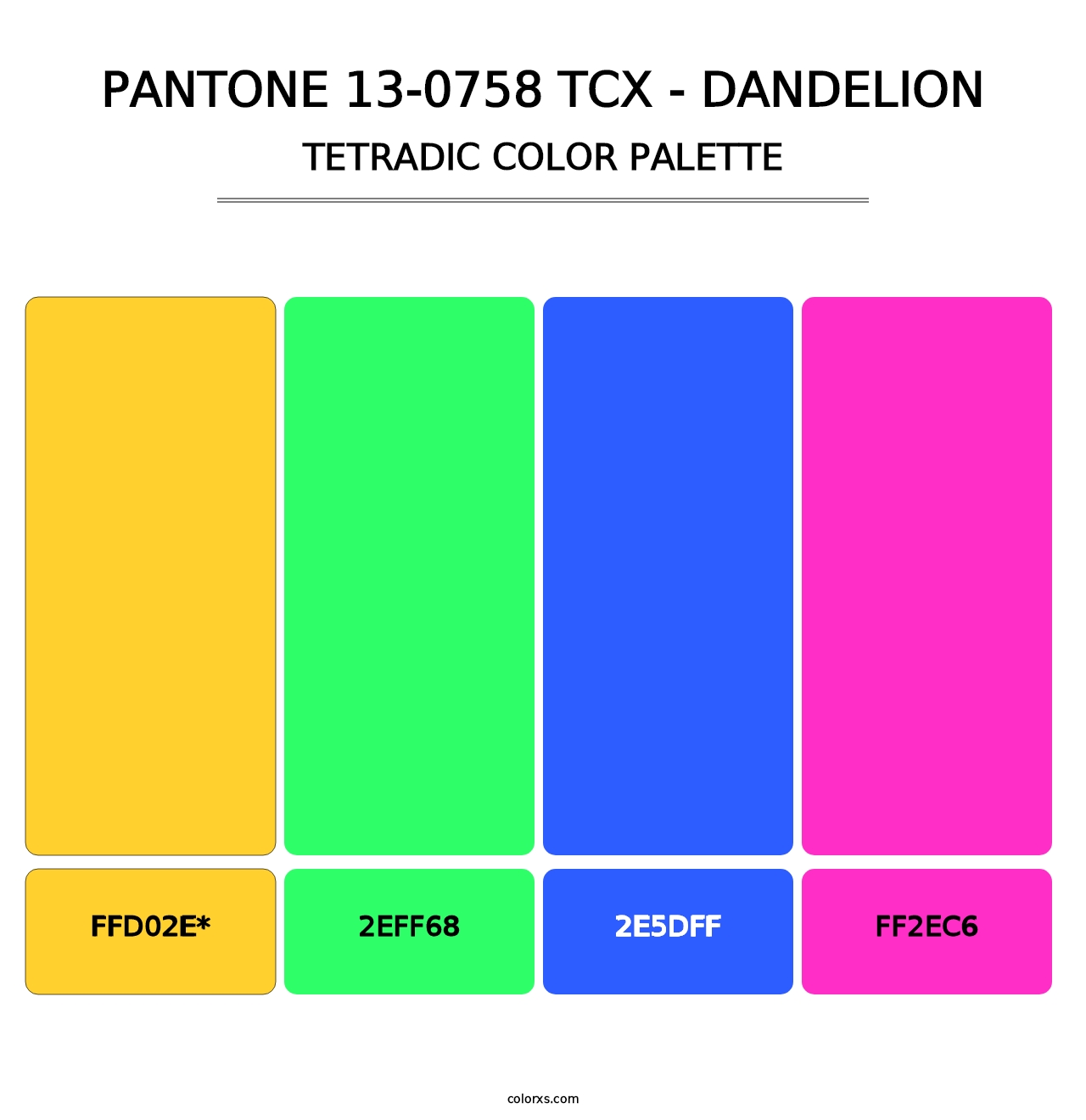 PANTONE 13-0758 TCX - Dandelion - Tetradic Color Palette