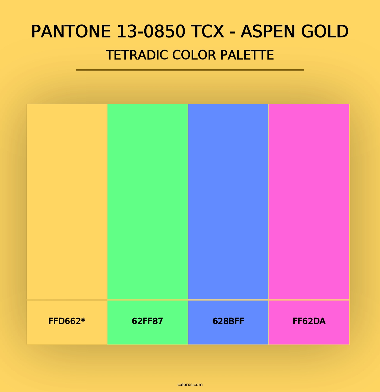 PANTONE 13-0850 TCX - Aspen Gold - Tetradic Color Palette