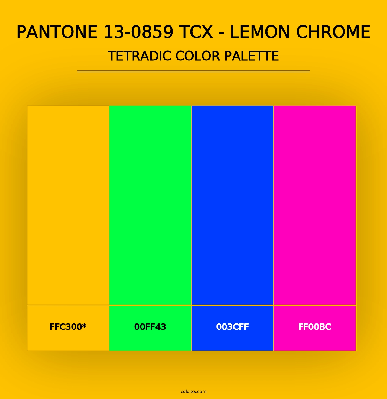 PANTONE 13-0859 TCX - Lemon Chrome - Tetradic Color Palette