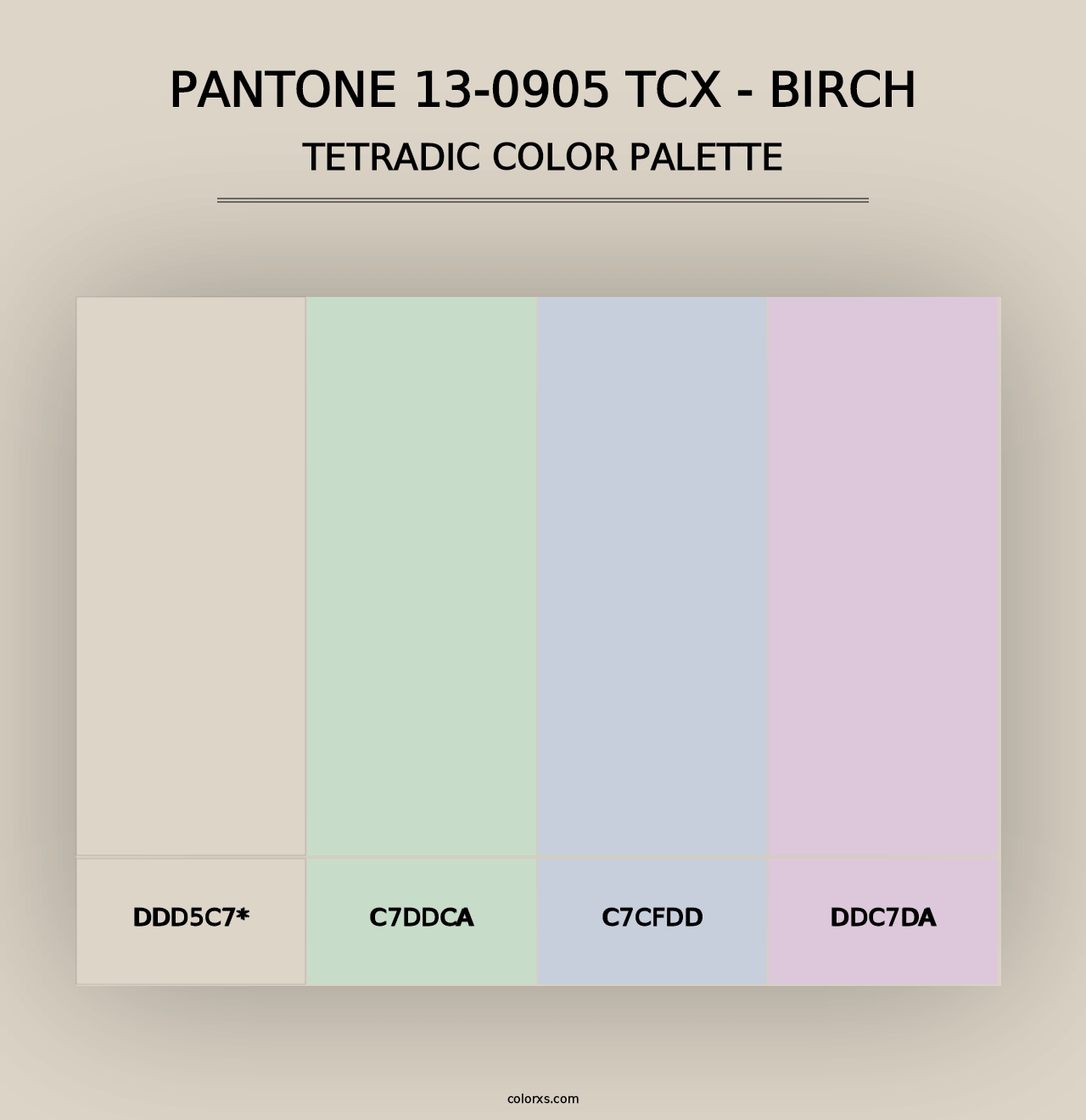 PANTONE 13-0905 TCX - Birch - Tetradic Color Palette