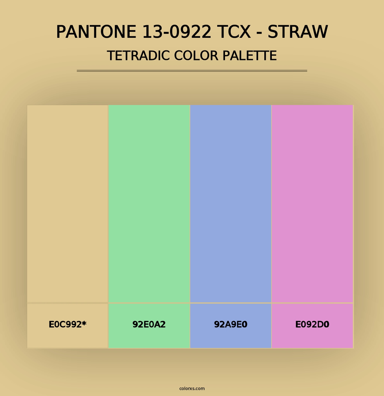 PANTONE 13-0922 TCX - Straw - Tetradic Color Palette