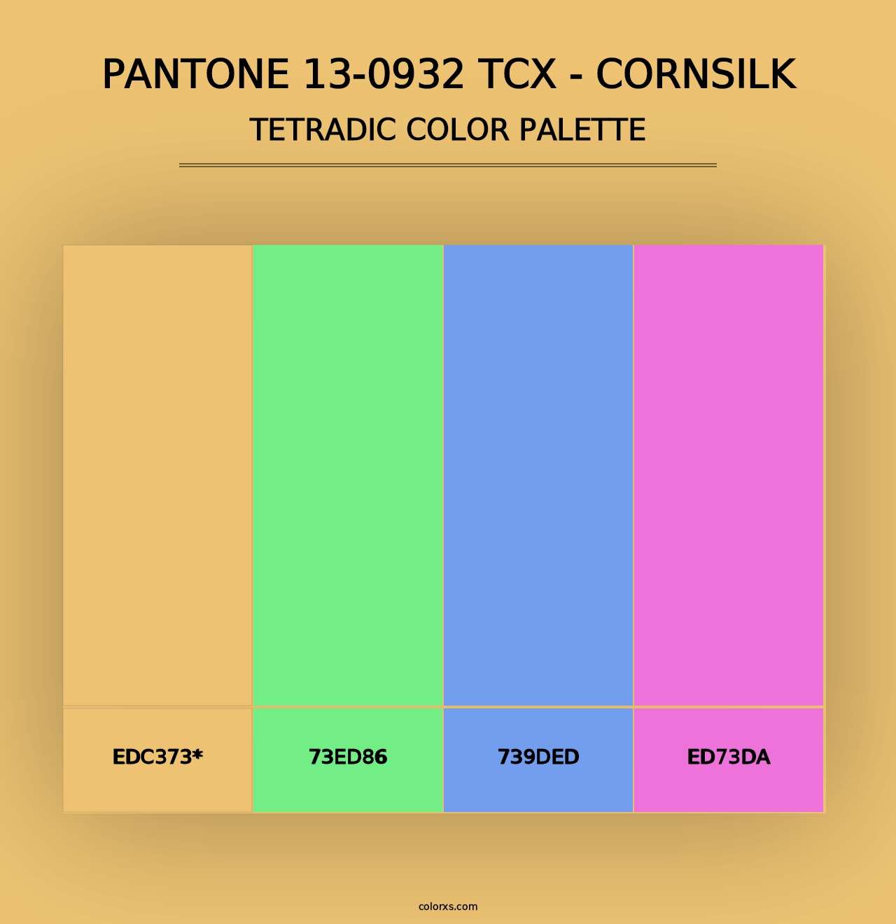 PANTONE 13-0932 TCX - Cornsilk - Tetradic Color Palette