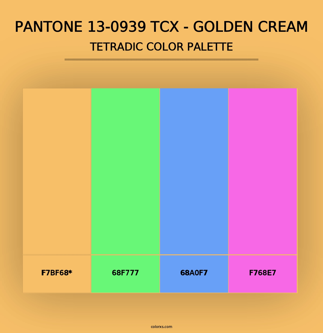 PANTONE 13-0939 TCX - Golden Cream - Tetradic Color Palette