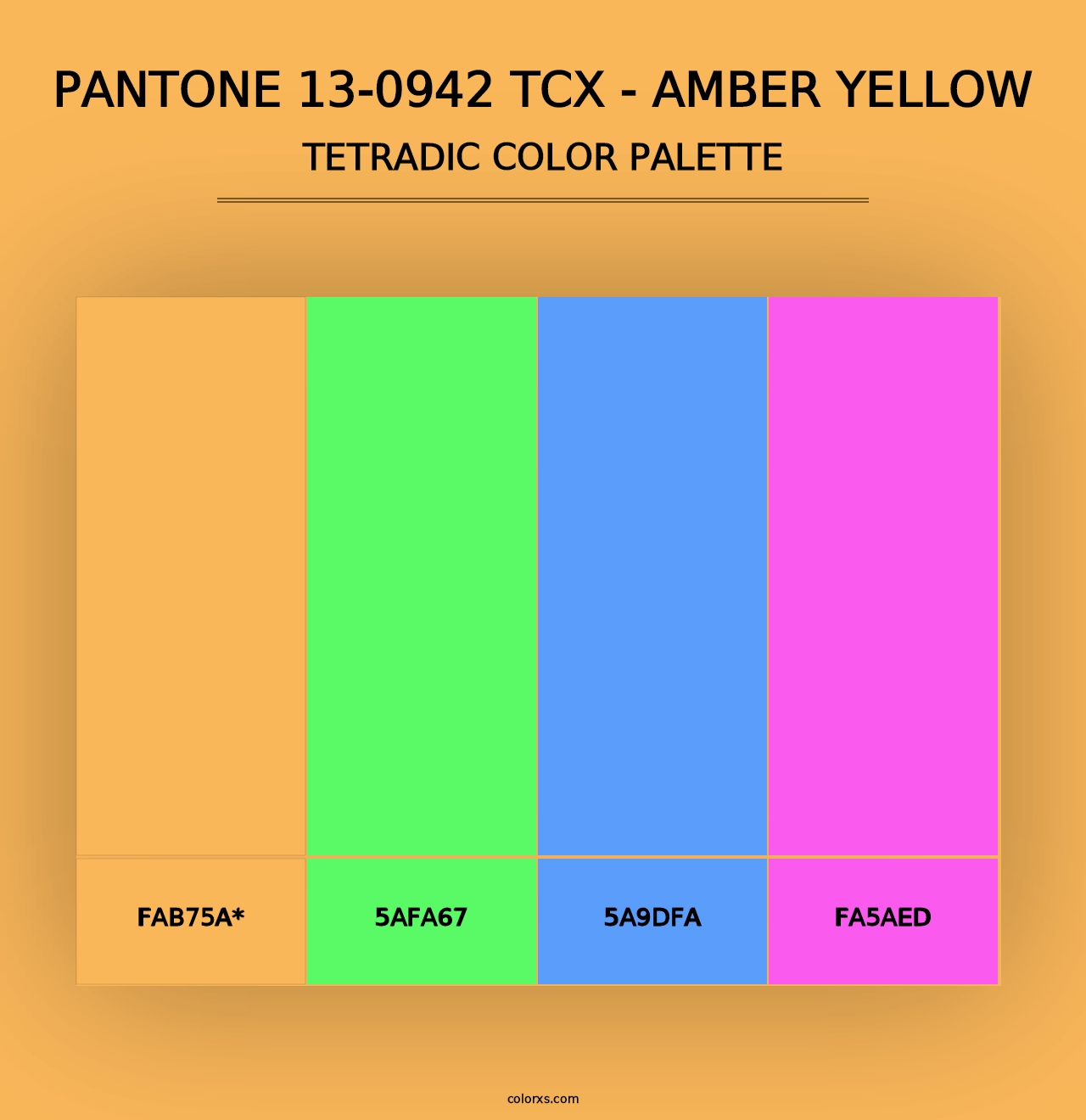 PANTONE 13-0942 TCX - Amber Yellow - Tetradic Color Palette