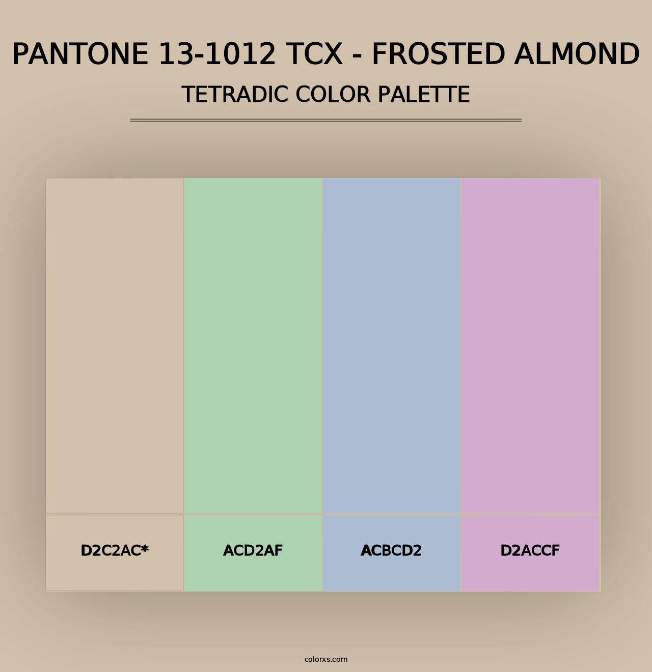 PANTONE 13-1012 TCX - Frosted Almond - Tetradic Color Palette