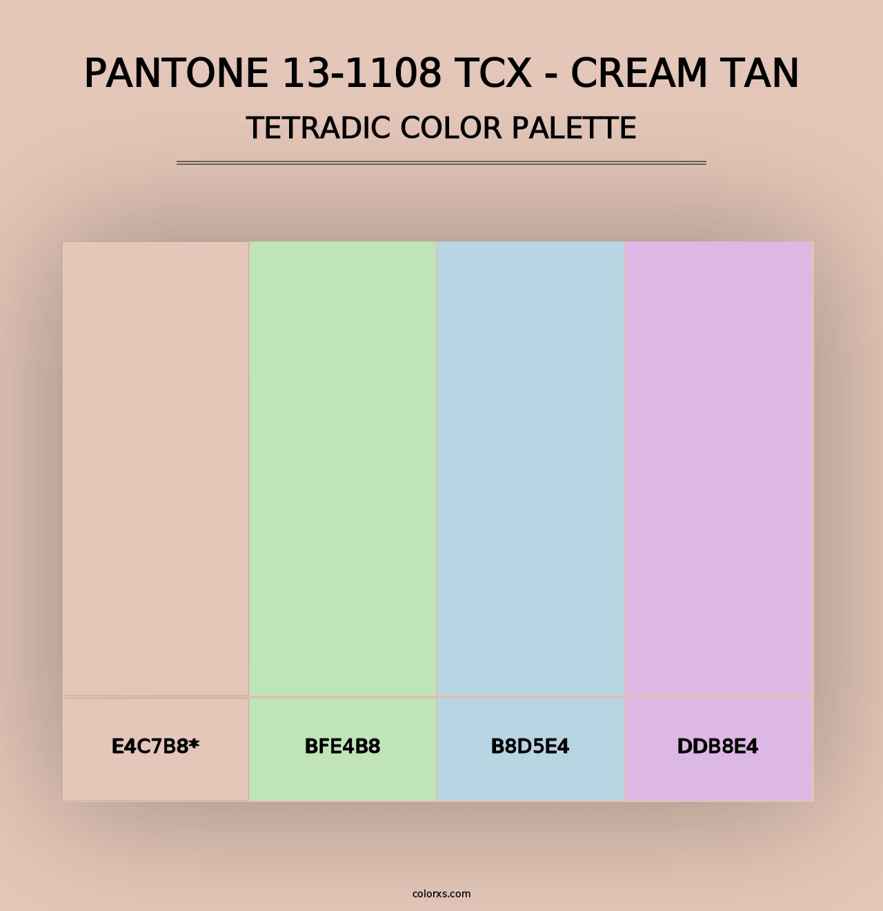 PANTONE 13-1108 TCX - Cream Tan - Tetradic Color Palette