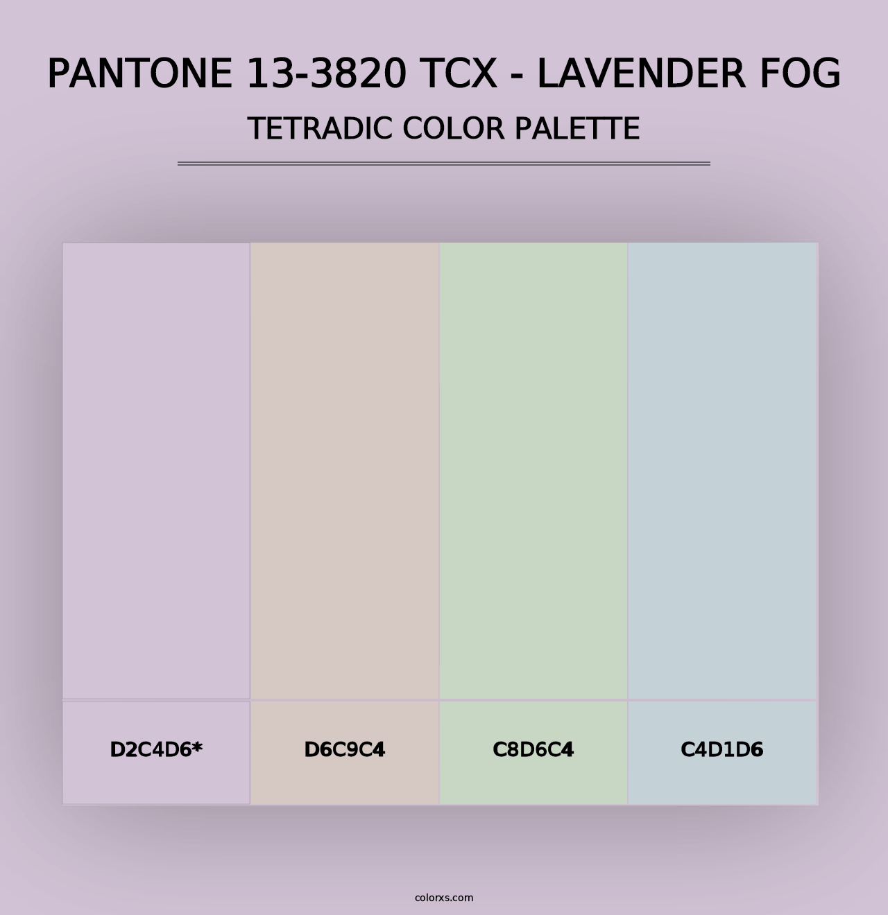 PANTONE 13-3820 TCX - Lavender Fog - Tetradic Color Palette