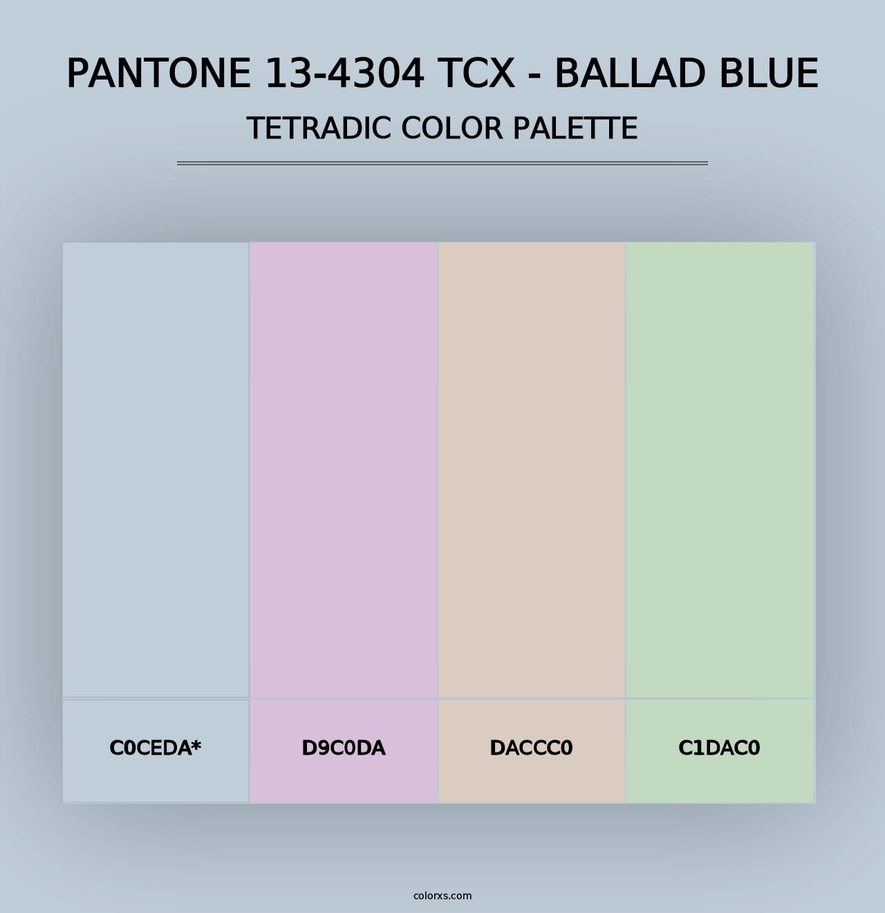 PANTONE 13-4304 TCX - Ballad Blue - Tetradic Color Palette