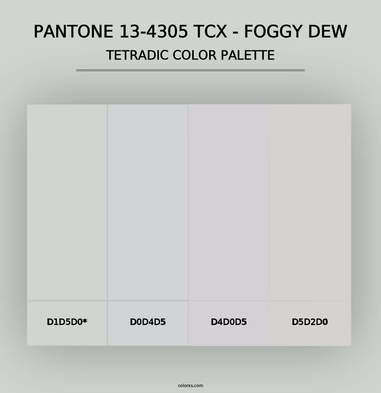 PANTONE 13-4305 TCX - Foggy Dew - Tetradic Color Palette