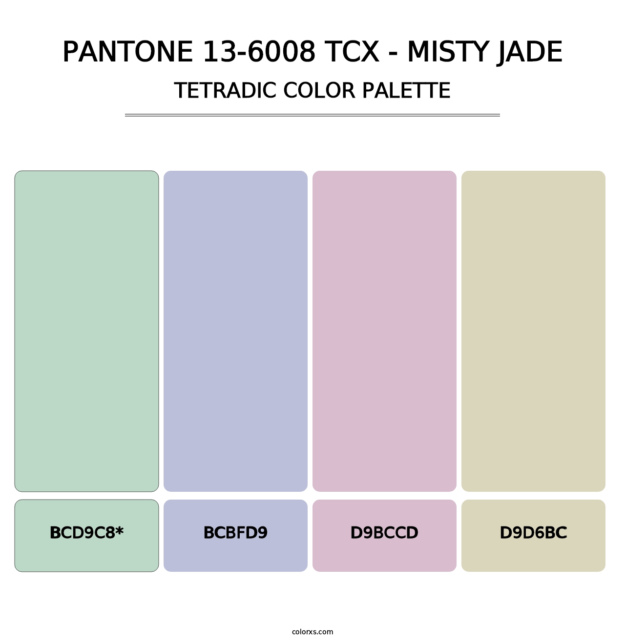 PANTONE 13-6008 TCX - Misty Jade - Tetradic Color Palette