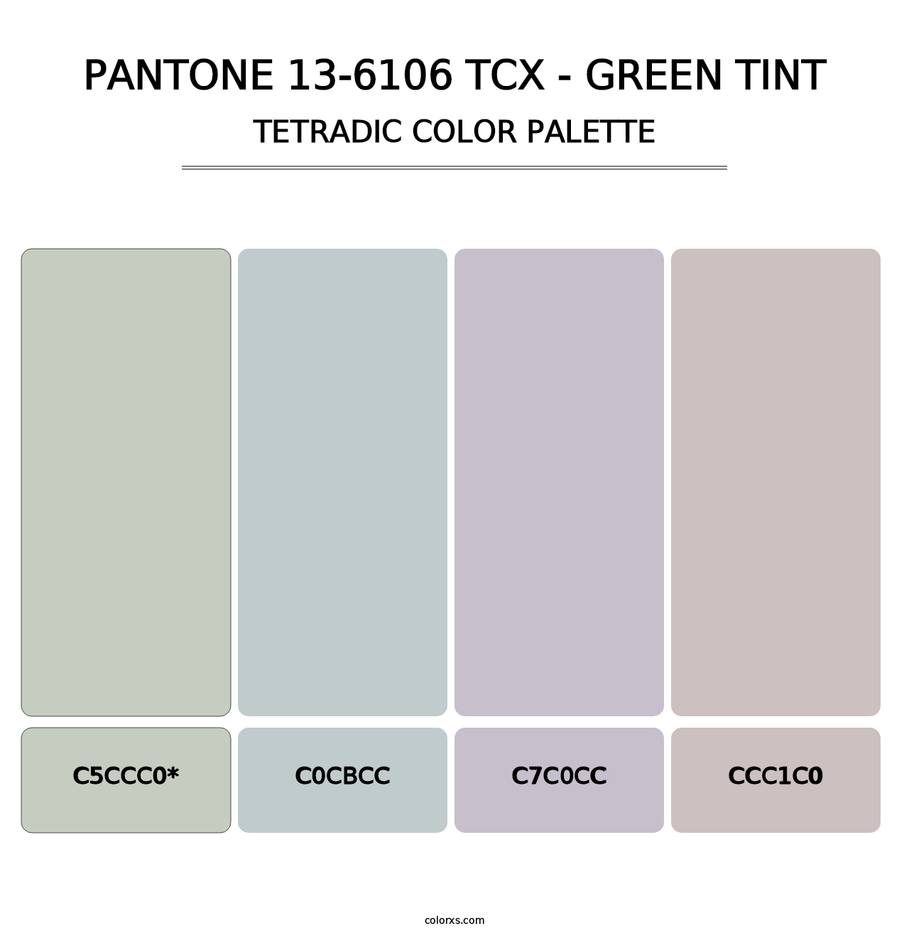 PANTONE 13-6106 TCX - Green Tint - Tetradic Color Palette