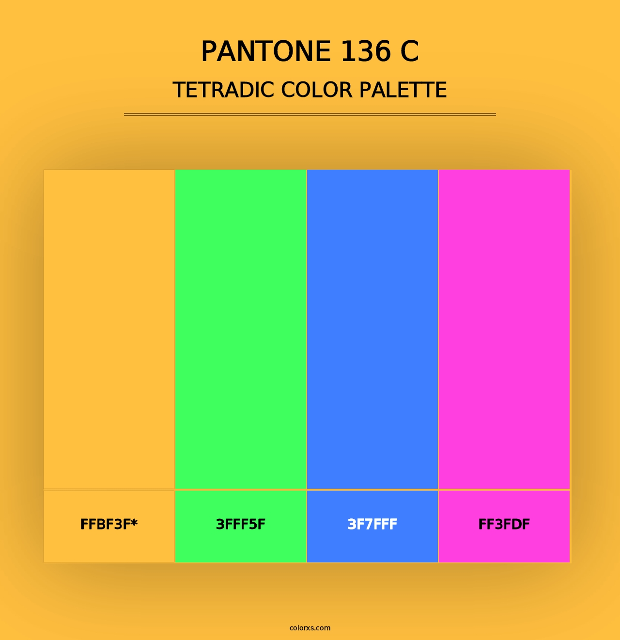 PANTONE 136 C - Tetradic Color Palette