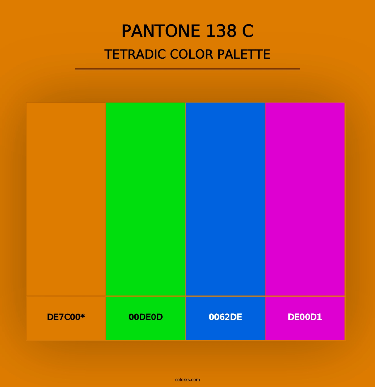 PANTONE 138 C - Tetradic Color Palette