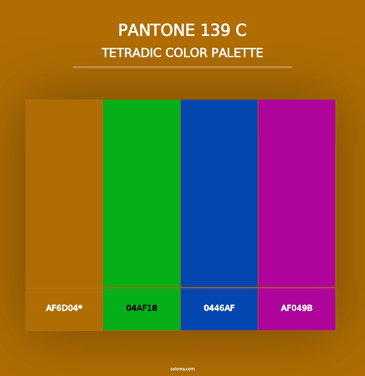 PANTONE 139 C - Tetradic Color Palette