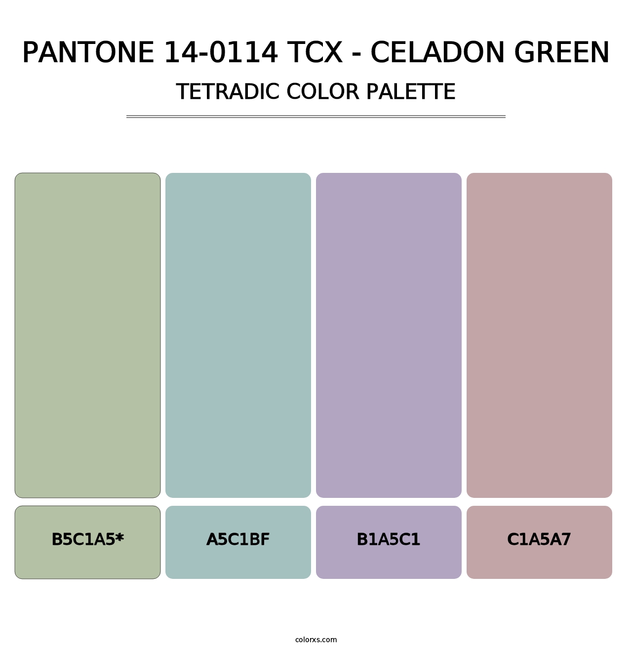 PANTONE 14-0114 TCX - Celadon Green - Tetradic Color Palette