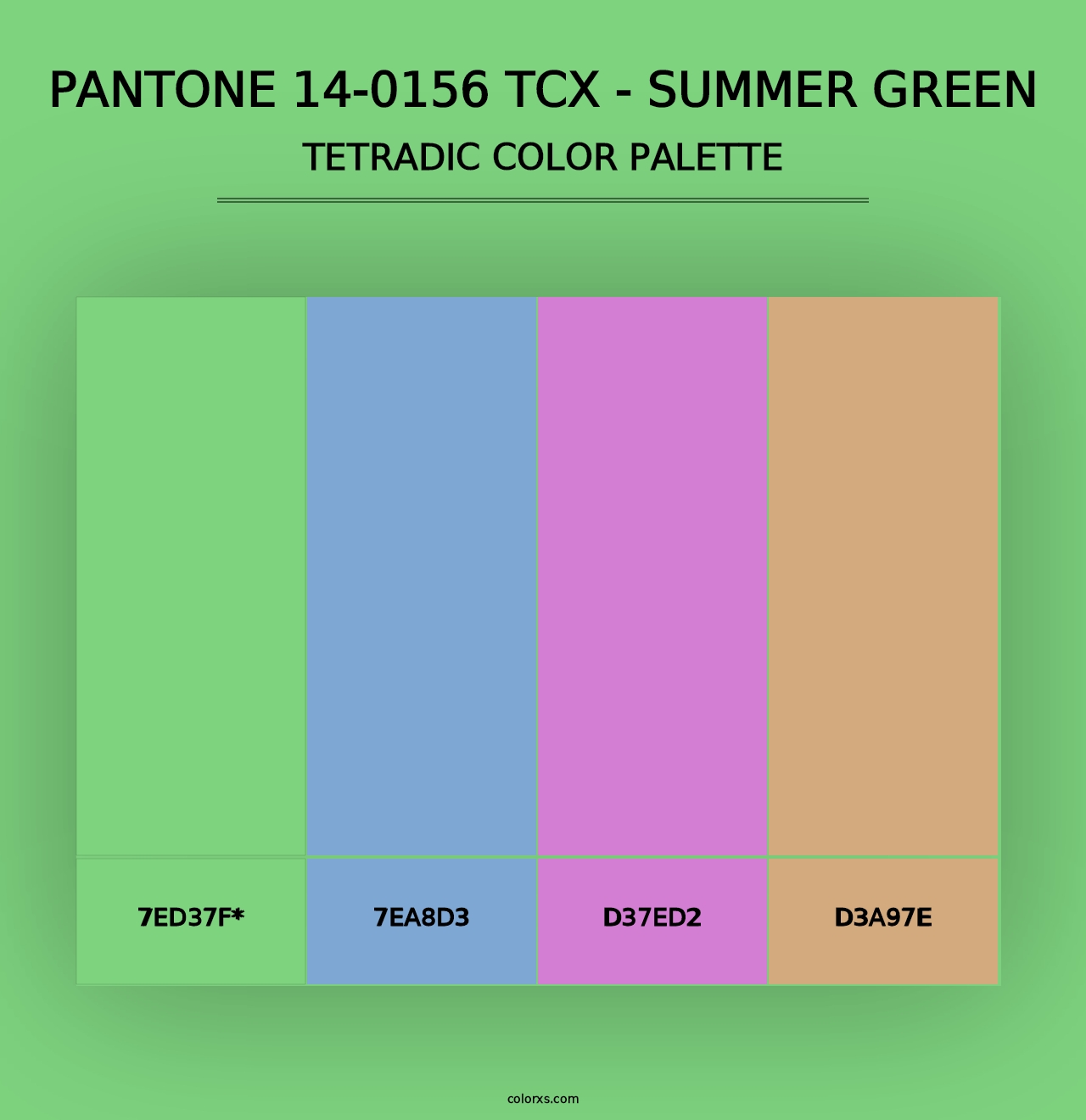 PANTONE 14-0156 TCX - Summer Green - Tetradic Color Palette