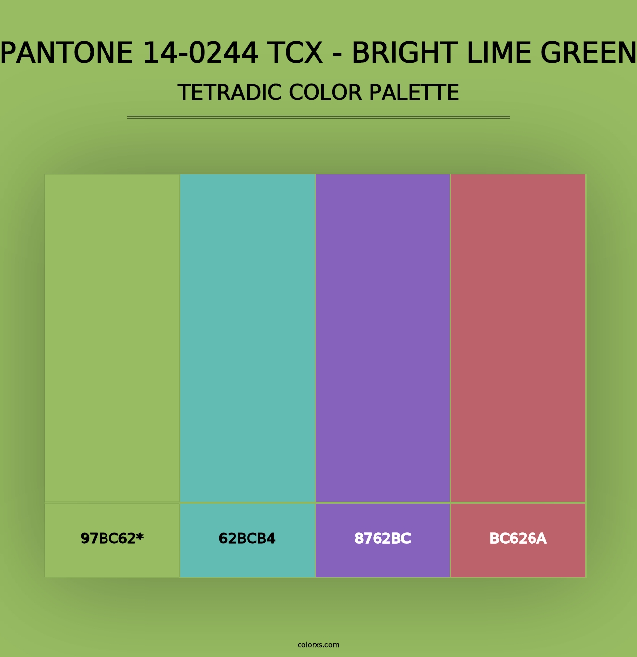 PANTONE 14-0244 TCX - Bright Lime Green - Tetradic Color Palette