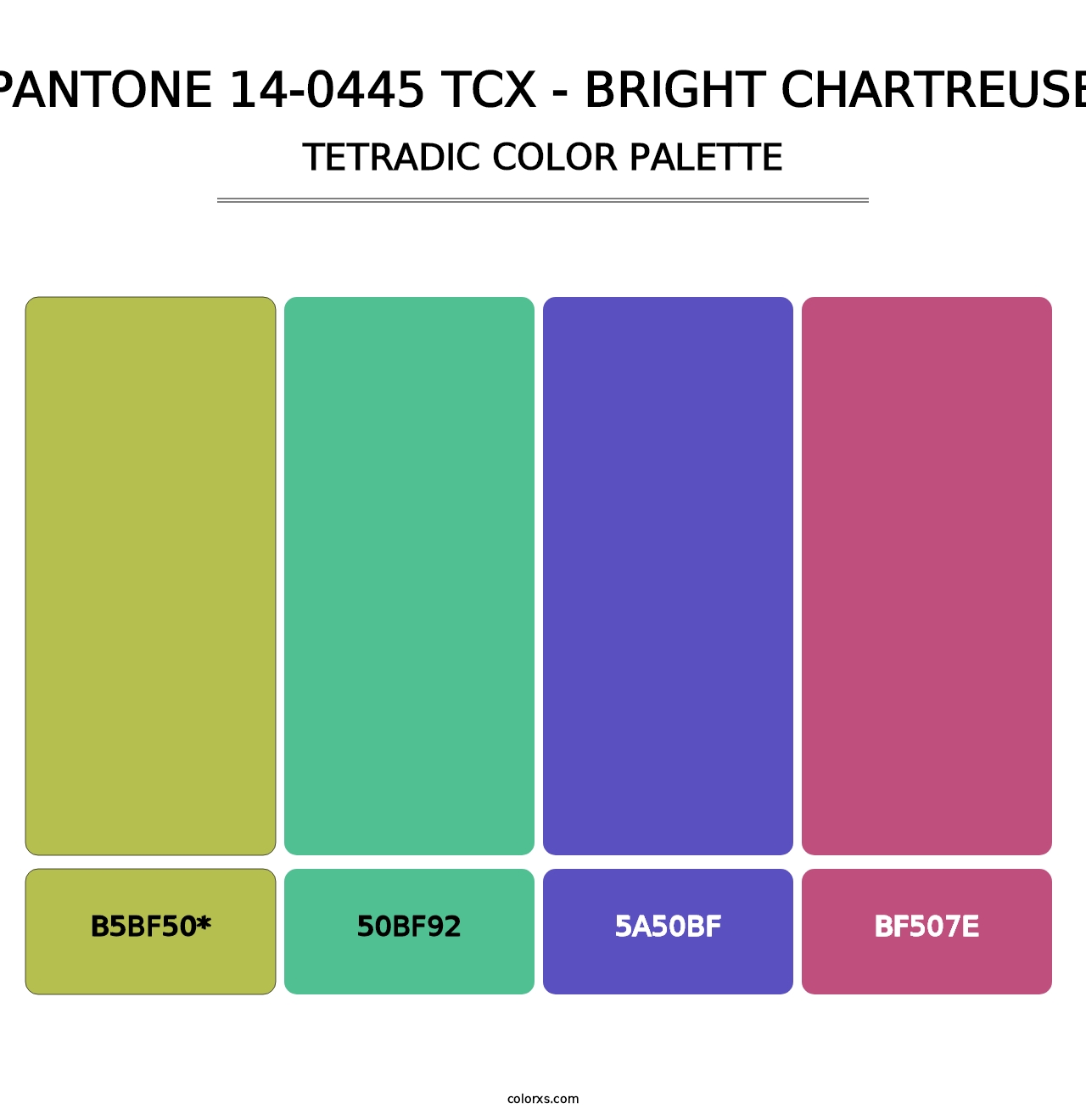 PANTONE 14-0445 TCX - Bright Chartreuse - Tetradic Color Palette