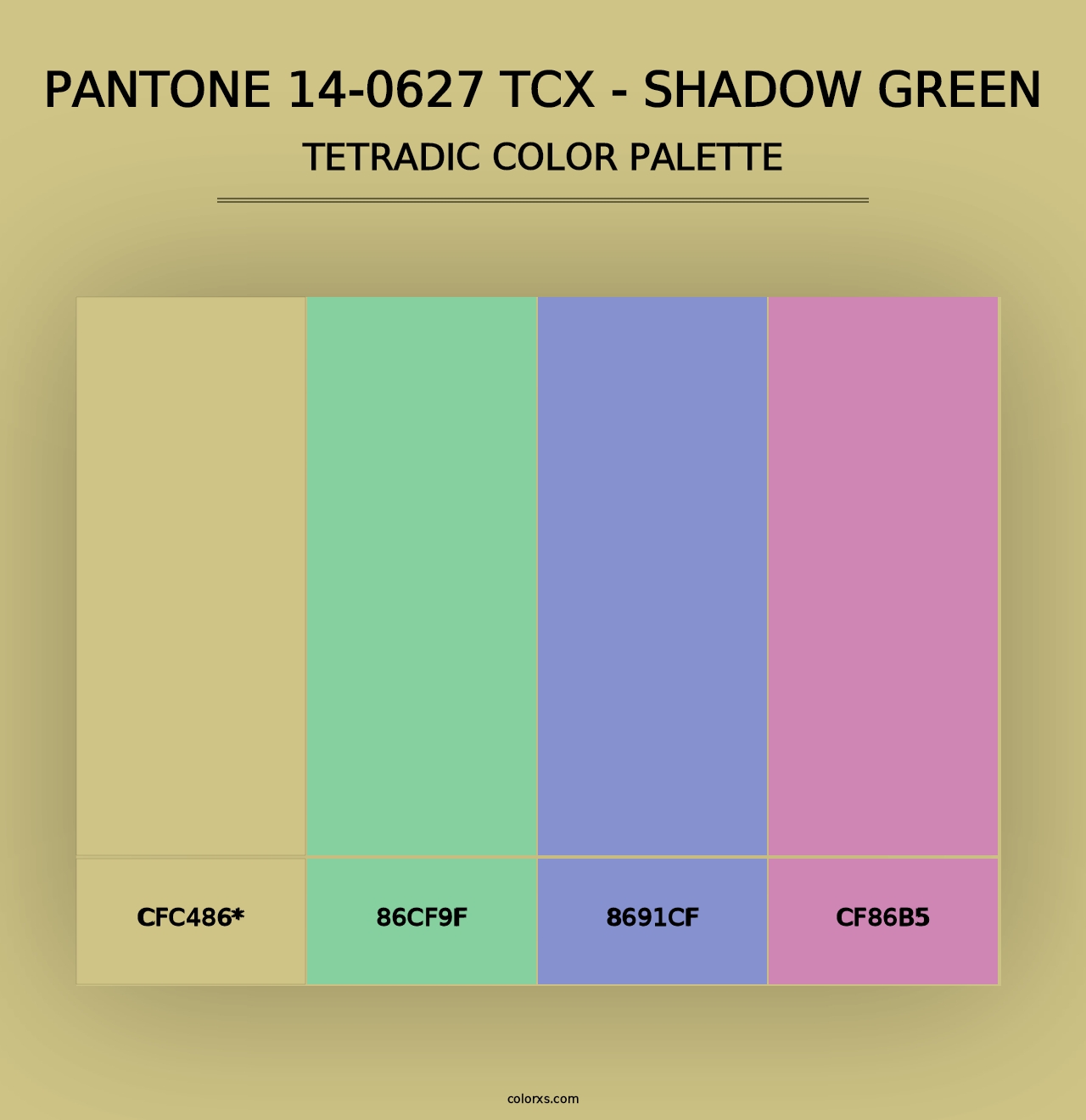 PANTONE 14-0627 TCX - Shadow Green - Tetradic Color Palette