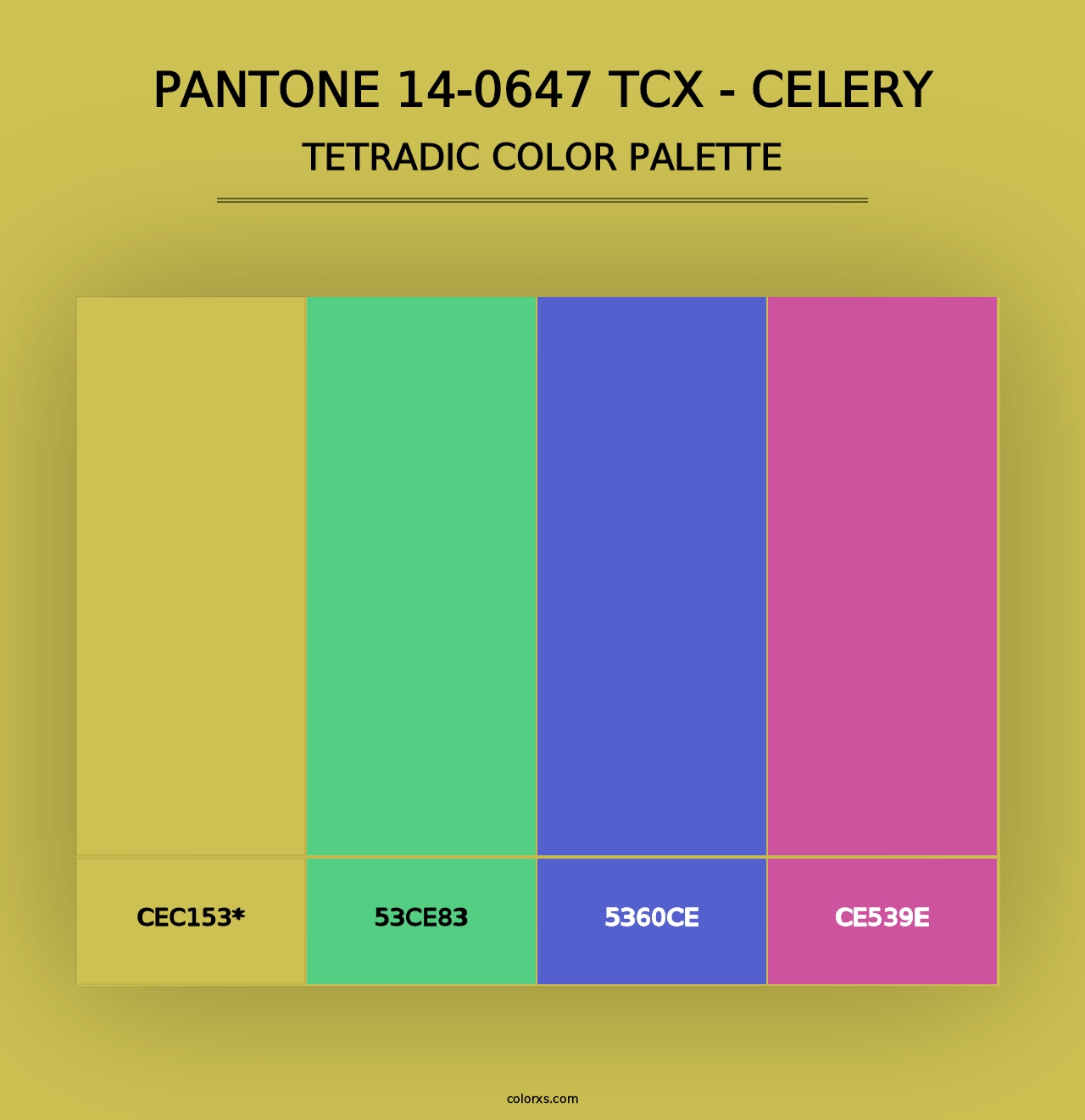 PANTONE 14-0647 TCX - Celery - Tetradic Color Palette