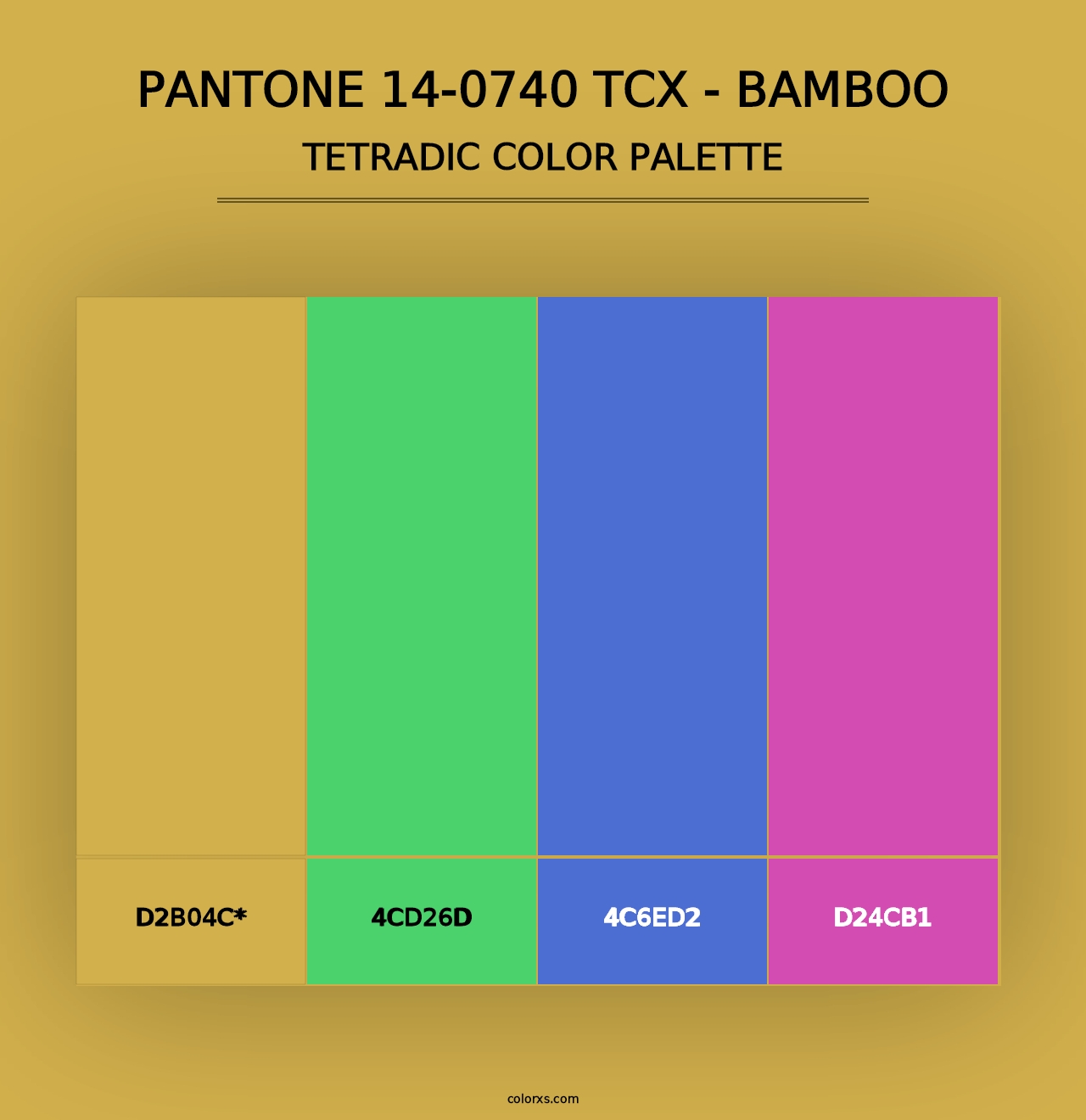 PANTONE 14-0740 TCX - Bamboo - Tetradic Color Palette