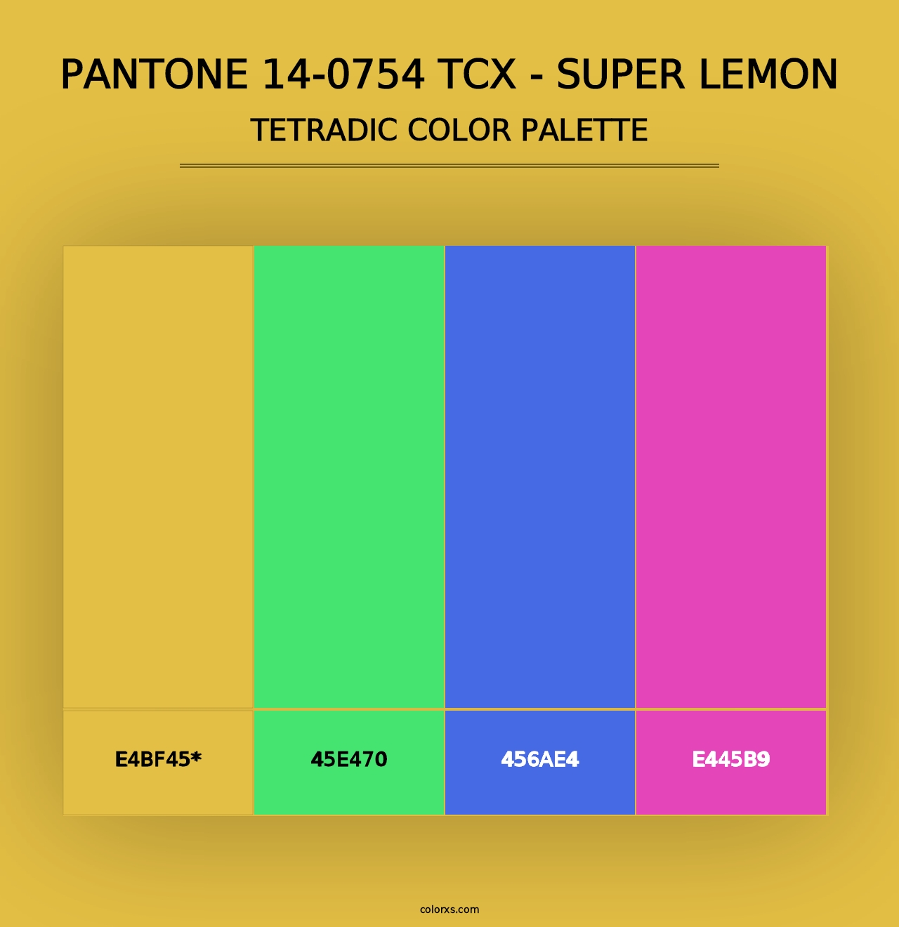 PANTONE 14-0754 TCX - Super Lemon - Tetradic Color Palette