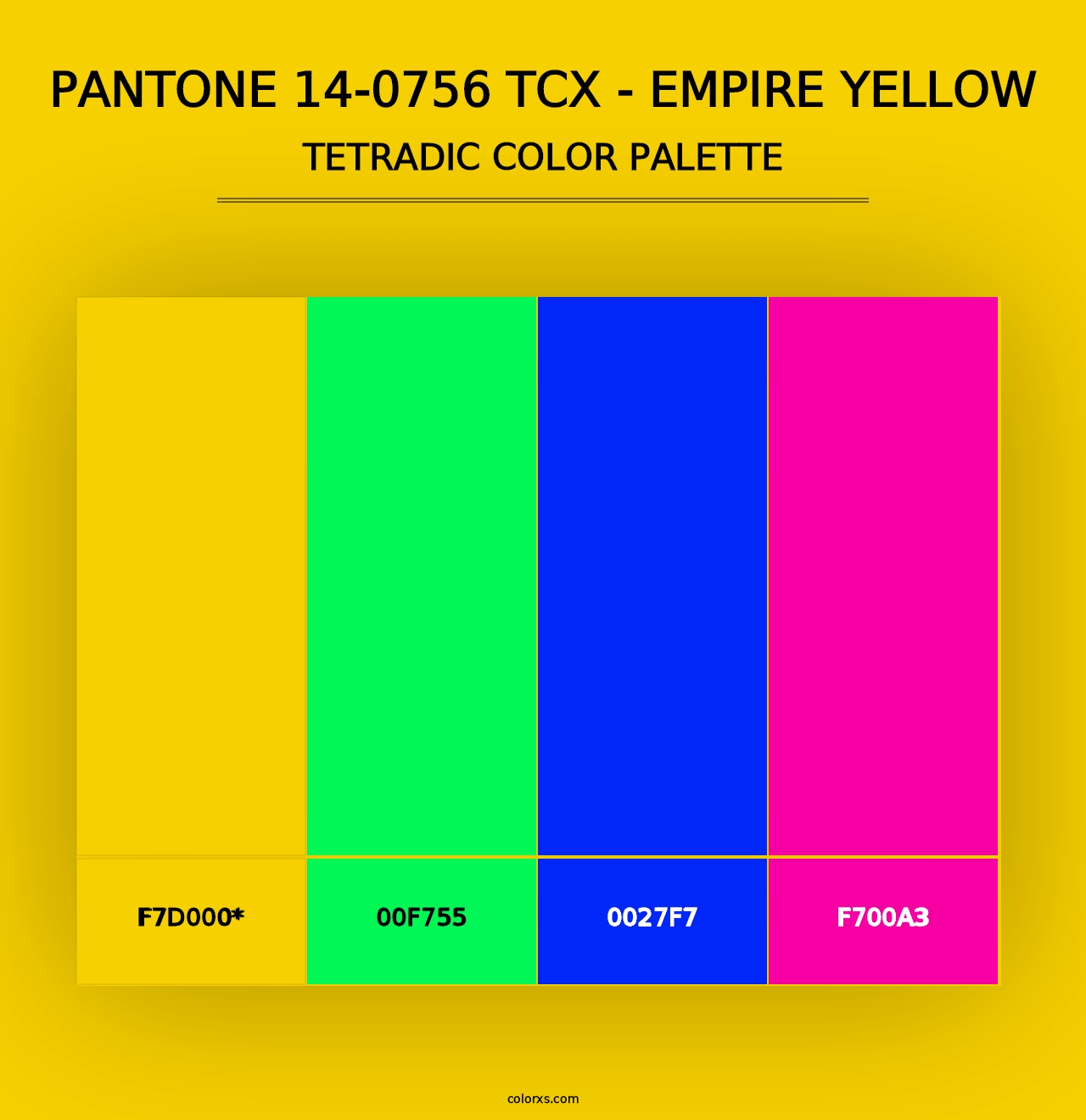 PANTONE 14-0756 TCX - Empire Yellow - Tetradic Color Palette