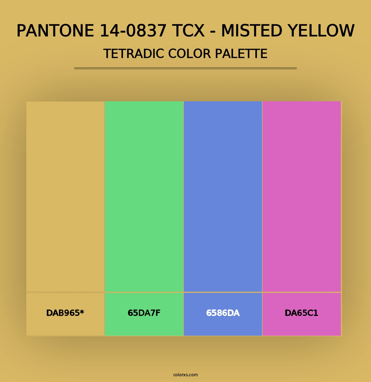 PANTONE 14-0837 TCX - Misted Yellow - Tetradic Color Palette