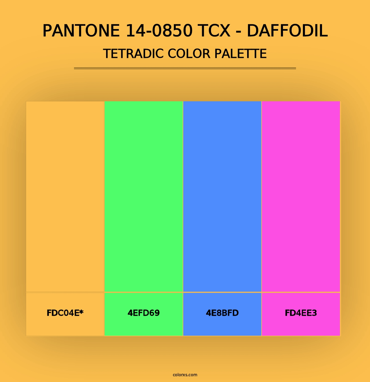 PANTONE 14-0850 TCX - Daffodil - Tetradic Color Palette