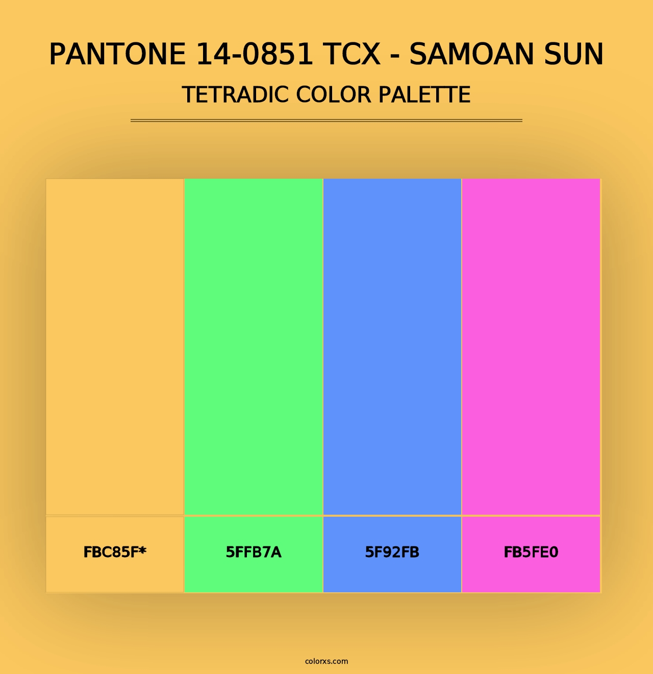 PANTONE 14-0851 TCX - Samoan Sun - Tetradic Color Palette